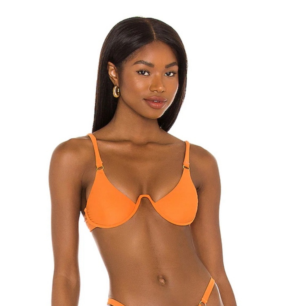 revolve camila coelho tango orange bikini top XS